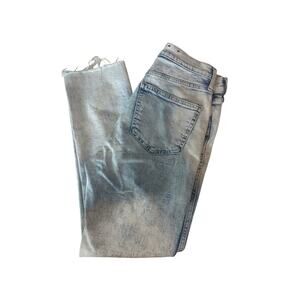 Gap Vintage Slim High Rise Jeans 28R Acid Wash Raw Hem Cropped Ankle Denim Flaw